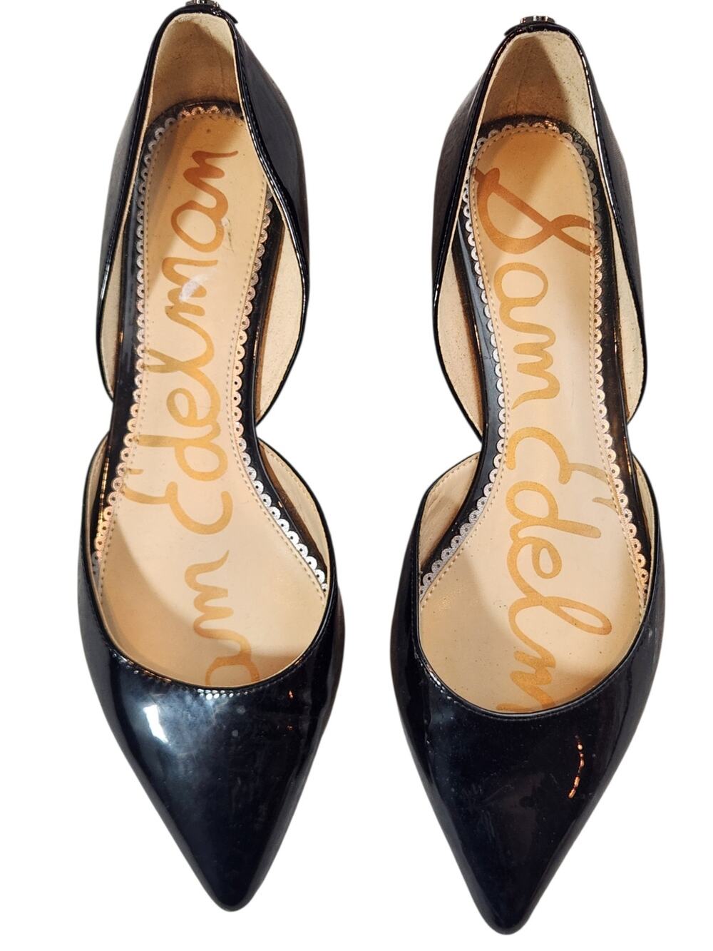 Sam Edelman Black Patent Leather RODNEY Pointed Toe Flats‎ Women's sz 7 D'Orsay